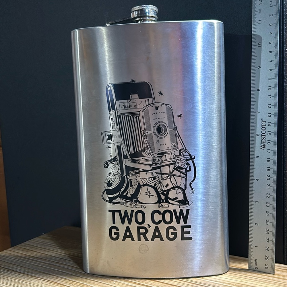 64 Ounce Two Cow Garage Metal Flask